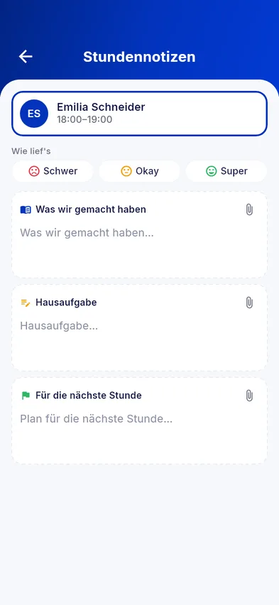 Notizen und Hausaufgaben