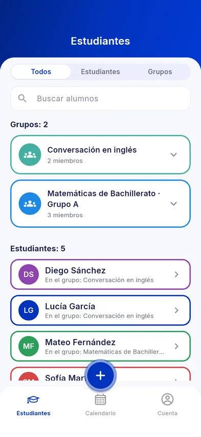 Alumnos y grupos