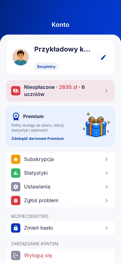 Ustawienia i przypomnienia