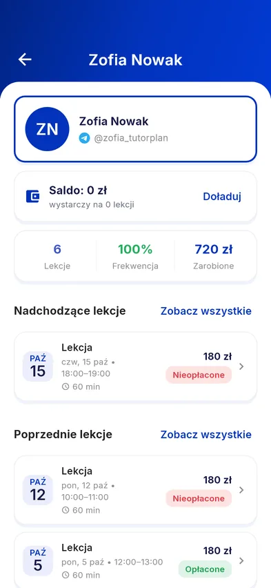 Saldo i historia płatności