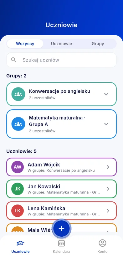 Uczniowie i grupy