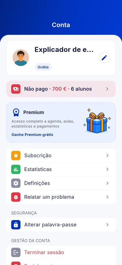 Ajustes e lembretes