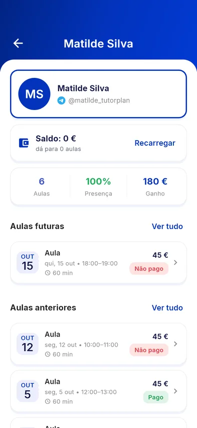 Saldo e histórico de pagamentos
